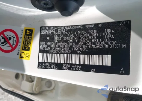 2014 Toyota Highlander Hybrid Limited Platinum V6 from USA, damaged, VIN 5TDDCRFH2ES005506